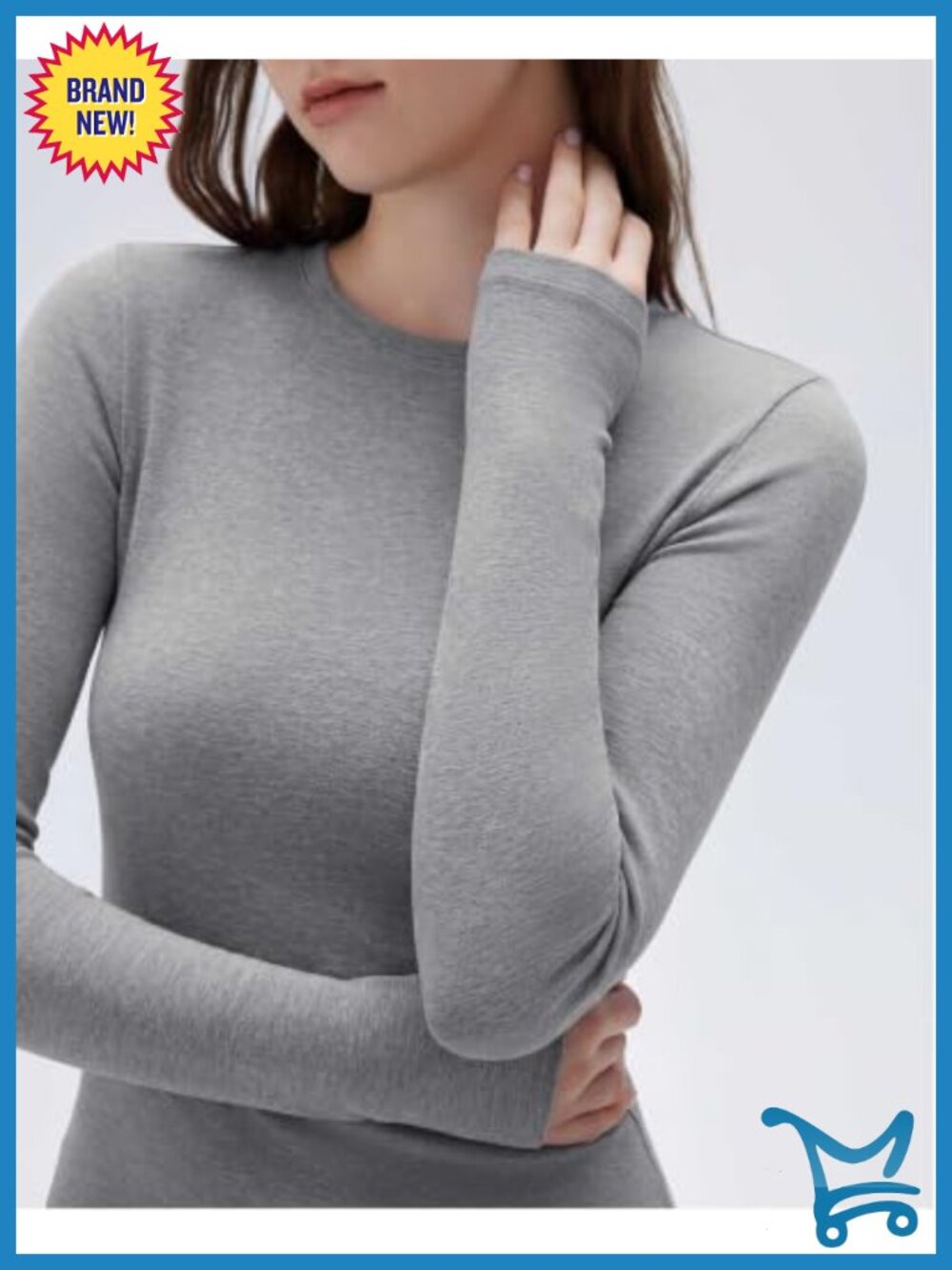 Cashmere Modal Fitted Long Sleeve Crew Neck Knit Top - Picture 3 of 6